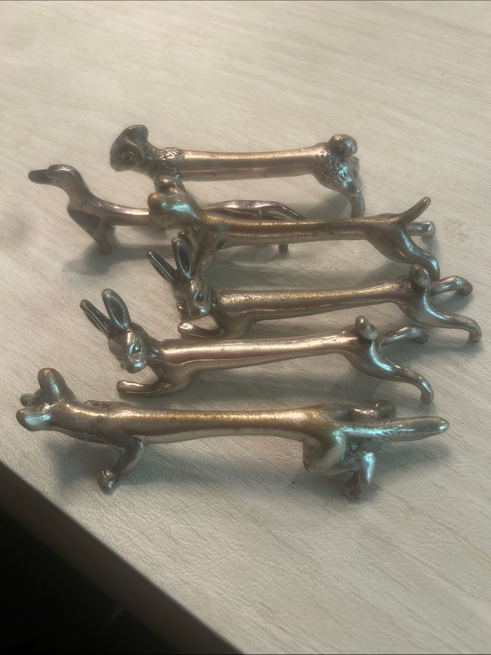 Metal Rabbit Napkin Holders./ place card/ knife rest Antique silver Finish